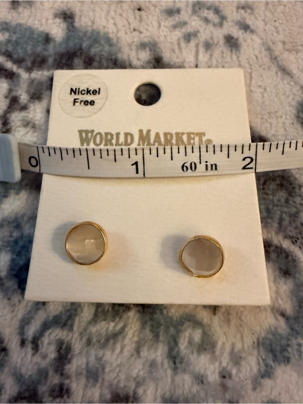 GIVEAWAY Cost Plus World Market Gold-Tone Stud Earrings with Cream Stones - Picture 3 of 4